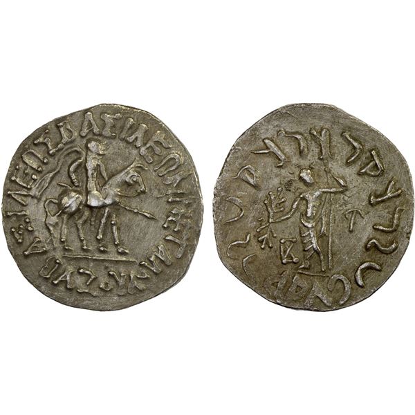 INDO-SCYTHIAN: Azes, ca. 58-12 BC, AR tetradrachm (9.06g), VF-XF