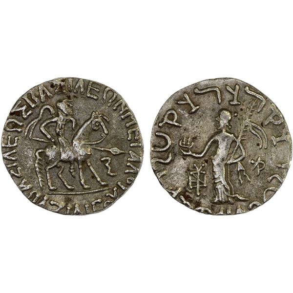 INDO-SCYTHIAN: Azilises, ca. 57-35 BC, AR tetradrachm (8.87g), VF
