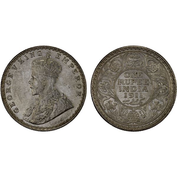 BRITISH INDIA: George V, 1910-1936, AR rupee, 1911(b), Unc