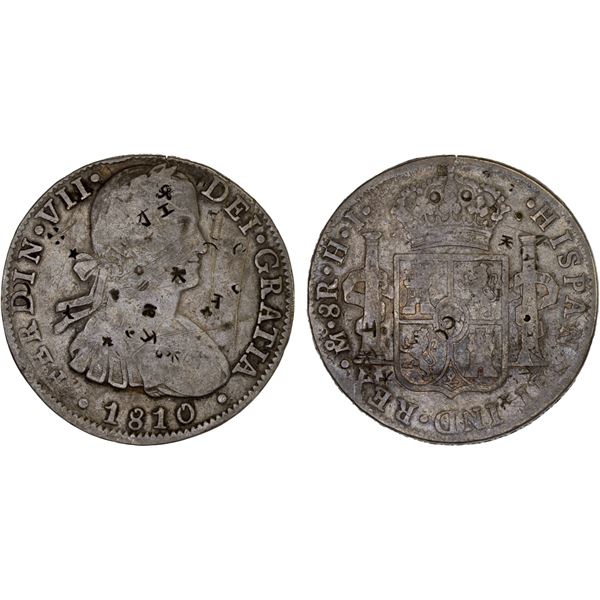 CHINA: CHOPMARKED COINS: MEXICO: Fernando VII, 1808-1821, AR 8 reales, 1810-Mo, Fine