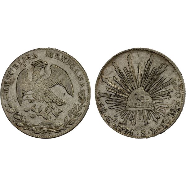 CHINA: CHOPMARKED COINS: MEXICO: Republic, AR 8 reales (27.04g), 1881-Go, XF