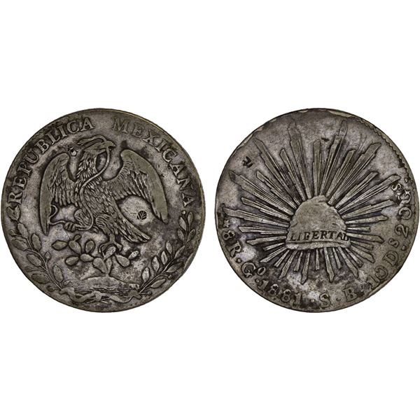 CHINA: CHOPMARKED COINS: MEXICO: Republic, AR 8 reales (26.85g), 1881-Go, VF
