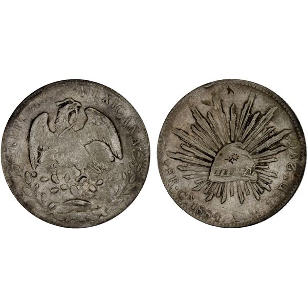 CHINA: CHOPMARKED COINS: MEXICO: Republic, AR 8 reales (27.08g), 1884-Cn, VF