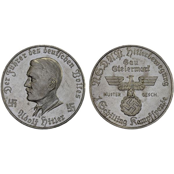 AUSTRIA: Republic, 1 schilling token (1.91g), ND (ca. 1936), AU