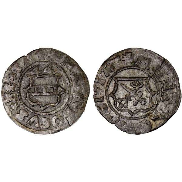ESTONIA: DORPAT: Jodokus von der Recke, 1544-1551, BI schilling (1.02g), [15]44, XF-AU