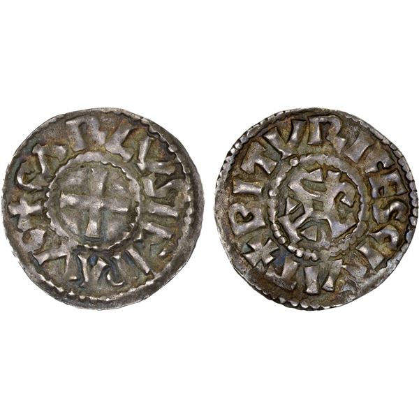 FRANCE: CAROLINGIAN: Charles the Bald, 875-877, AR denier (1.66g), Biturices (Bourges), VF