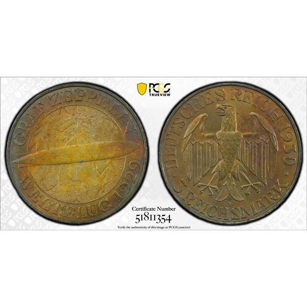 GERMANY: Weimar Republic, AR 3 reichsmark, 1930-A, PCGS AU58