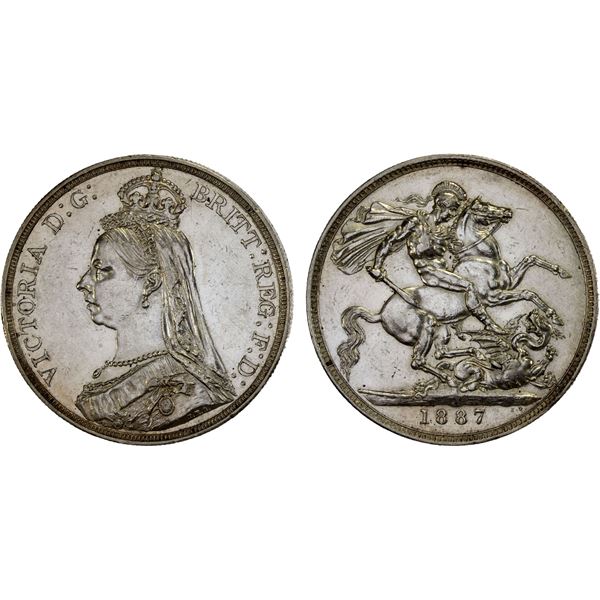 GREAT BRITAIN: Victoria, 1837-1901, AR crown, 1887, XF