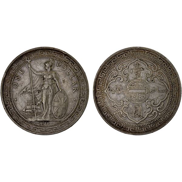 GREAT BRITAIN: AR trade dollar, 1911-B