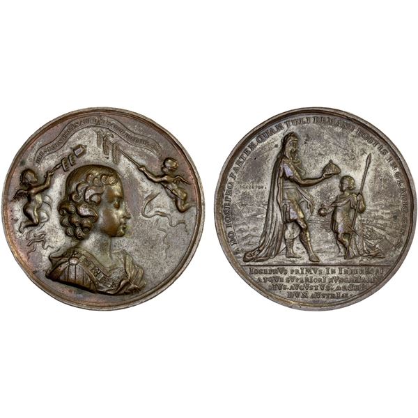HUNGARY: AE medal (42.74g), 1687, VF