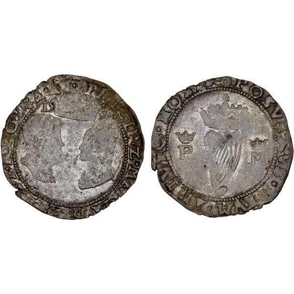 IRELAND: Philip & Mary, 1554-1558, AR groat (2.84g), F-VF