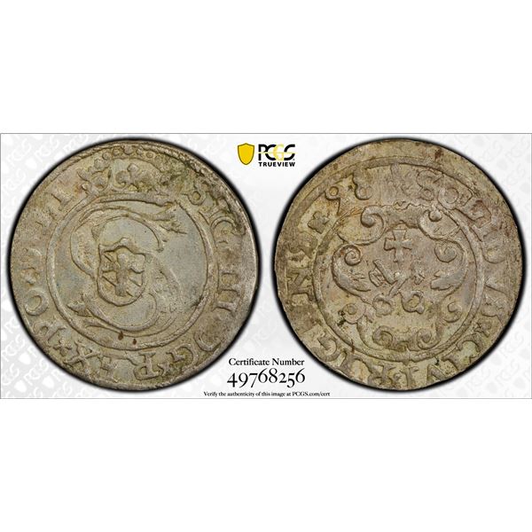 LIVONIA (POLISH): Sigismund III, 1587-1629, AR solidus, Riga, [15]98, PCGS MS61