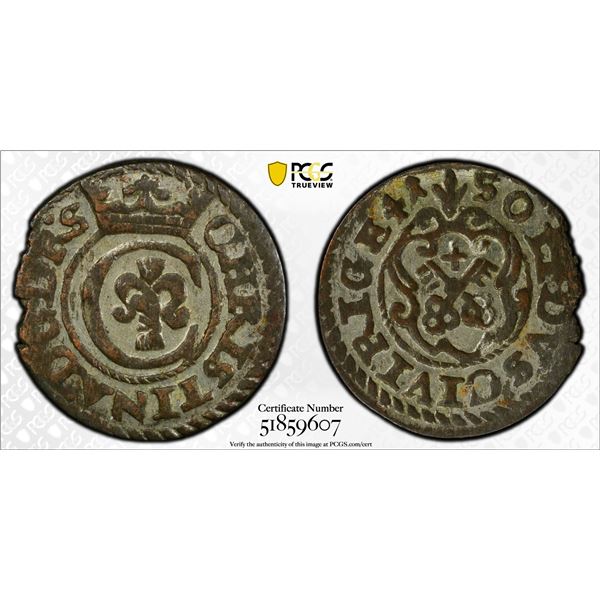 LIVONIA (SWEDISH): Christina, 1632-1654, BI solidus, Riga, [16]41, PCGS MS61