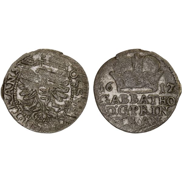 TRANSYLVANIA: Gabriel Báthory, 1608-1613, AR garas / groschen, Nagybánya, 1612, VF