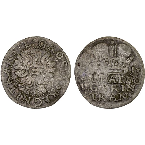 TRANSYLVANIA: Gabriel Báthory, 1608-1613, AR garas / groschen, Nagybánya, 1613, Fine