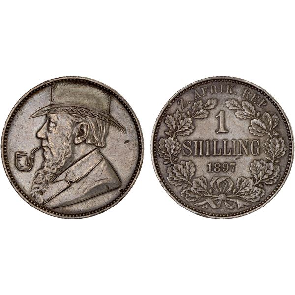 SOUTH AFRICA: Zuid Afrikaansche Republiek, AR shilling, 1897, VF