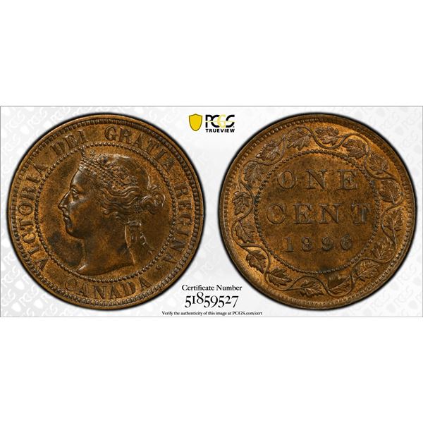 CANADA: Victoria, 1867-1901, AE cent, 1896, PCGS MS62 BN