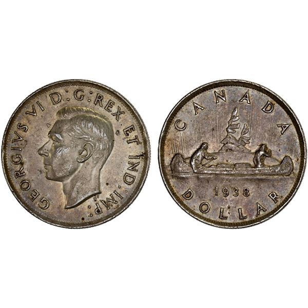 CANADA: George VI, 1936-1952, AR dollar, 1938, XF