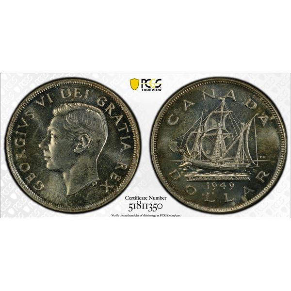 CANADA: George VI, 1937-1952, AR dollar, 1949, PCGS MS65