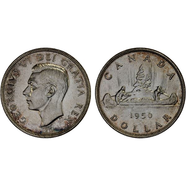 CANADA: George V, 1936-1952, AR dollar, 1950, AU