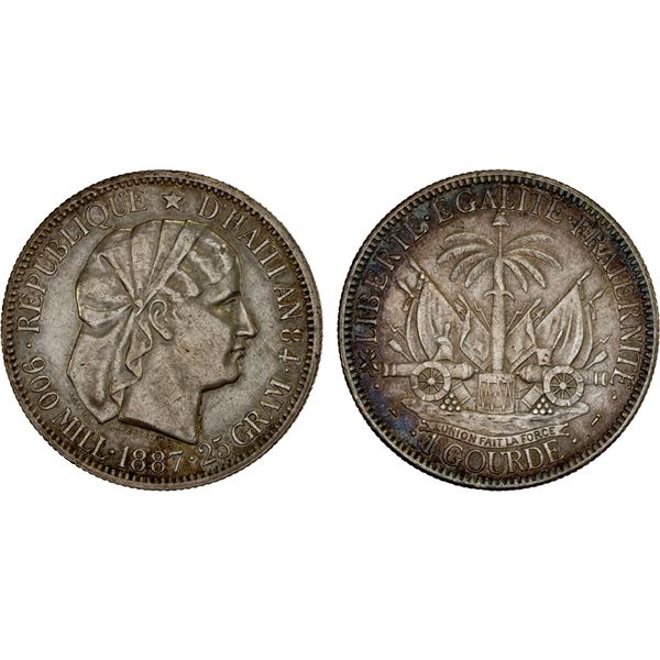 HAITI: Republic, AR gourde, 1887, XF