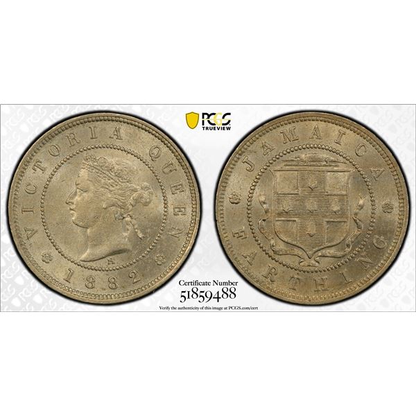 JAMAICA: Victoria, 1837-1901, farthing, 1882-H, PCGS MS63