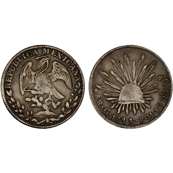 MEXICO: Republic, AR 8 reales (26.97g), 1843-Go, VF
