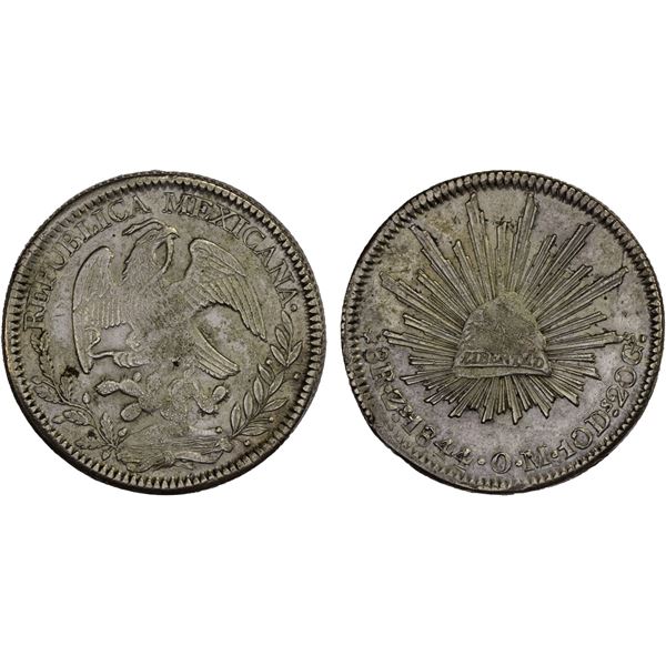 MEXICO: Republic, AR 8 reales (27.15g), 1844-Zs, XF-AU
