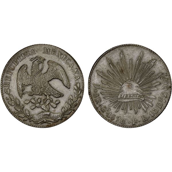 MEXICO: Republic, AR 8 reales (26.95g), 1876/5-Go, Choice XF
