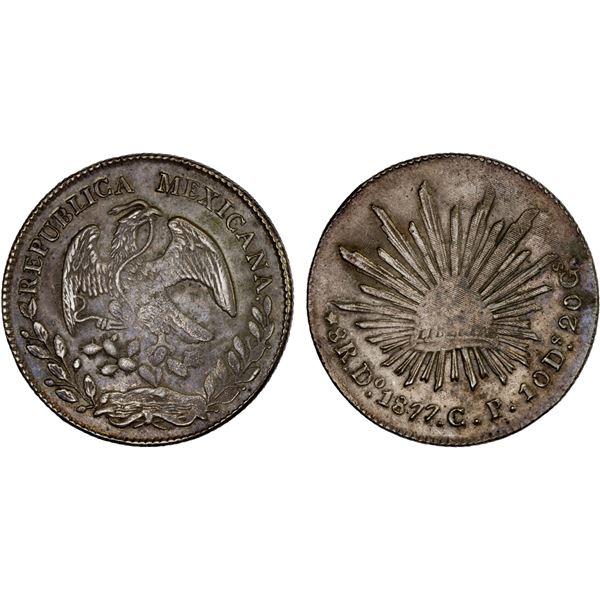 MEXICO: Republic, AR 8 reales (27.68g), 1877-Do, XF
