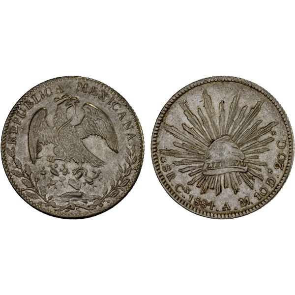 MEXICO: Republic, AR 8 reales (27.05g), 1884/4-Cn, XF
