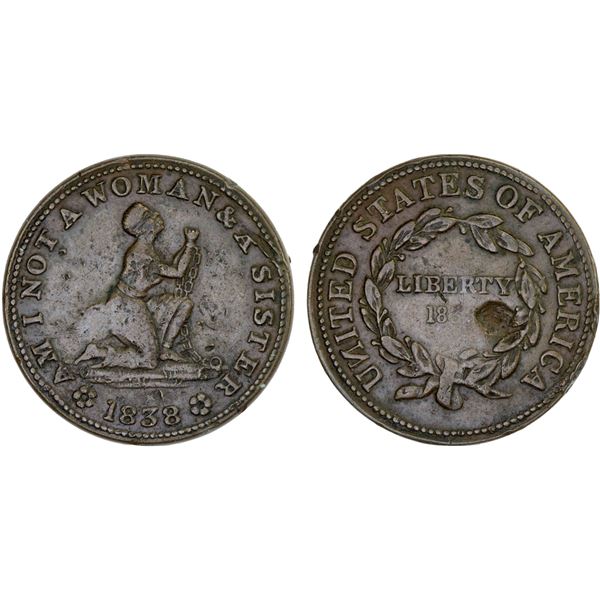UNITED STATES: Hard Times token, 1838, About VF