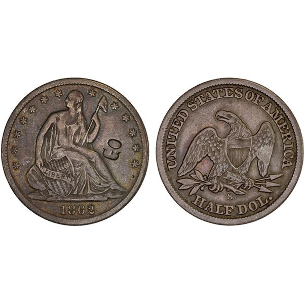 UNITED STATES: AR 50 cents, 1862-S, VF