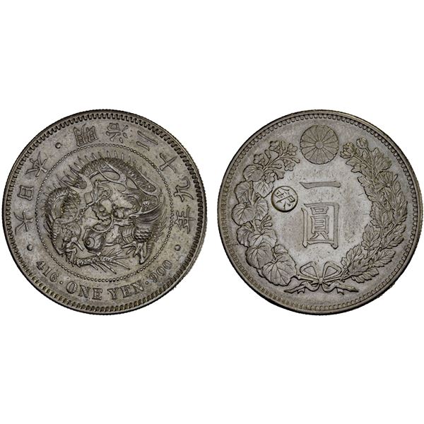 JAPAN: Meiji, 1868-1912, AR yen, year 29 (1896), XF