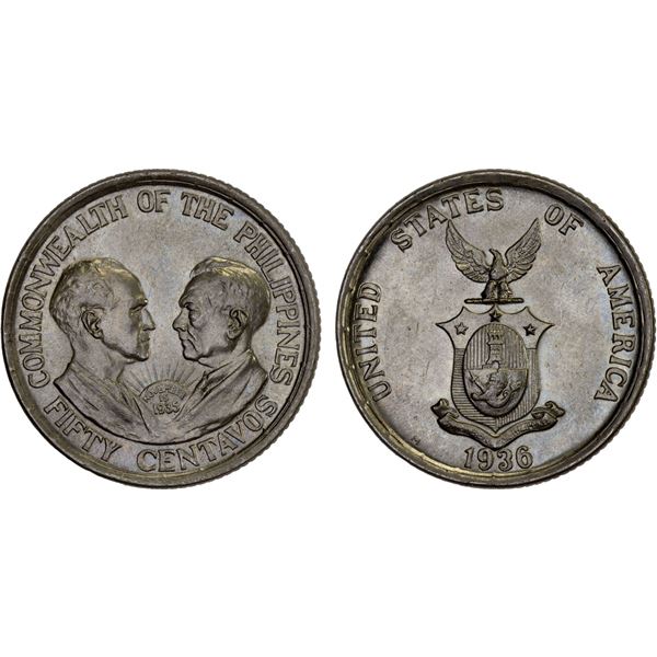 PHILIPPINES: Commonwealth, AR 50 centavos, 1936, Unc