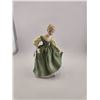 Image 1 : UNMARKED ENGLISH-STYLE PORCELAIN LADY FIGURINE IN GREEN DRESS, MID-20TH CENTURY