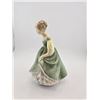 Image 4 : UNMARKED ENGLISH-STYLE PORCELAIN LADY FIGURINE IN GREEN DRESS, MID-20TH CENTURY