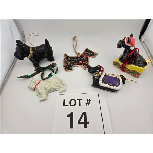GROUP OF SCOTTIE DOG CHRISTMAS ORNAMENTS