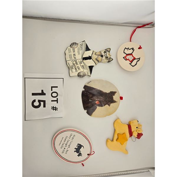 GROUP OF DOG-THEMED CHRISTMAS ORNAMENTS