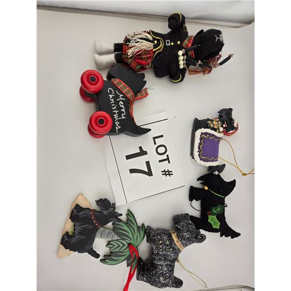 GROUP OF SCOTTIE DOG CHRISTMAS ORNAMENTS