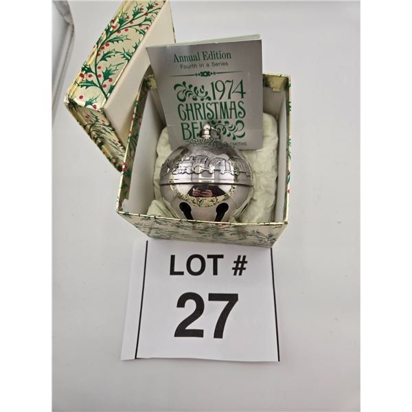 1974 CHRISTMAS BELL ORNAMENT – ANNUAL EDITION, FOURTH IN SERIES