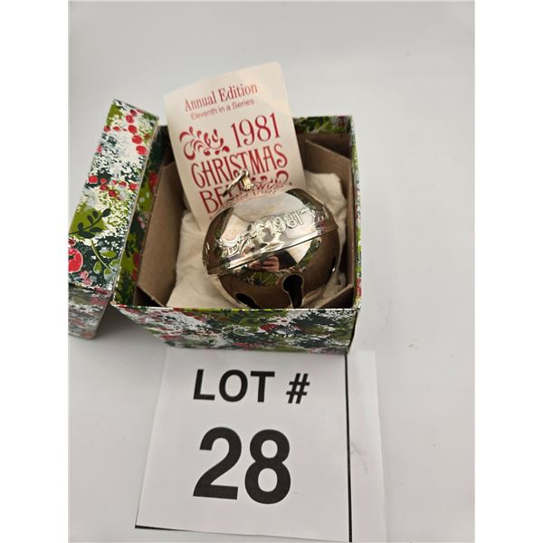1981 CHRISTMAS BELL ORNAMENT – ANNUAL EDITION, ELEVENTH IN SERIES