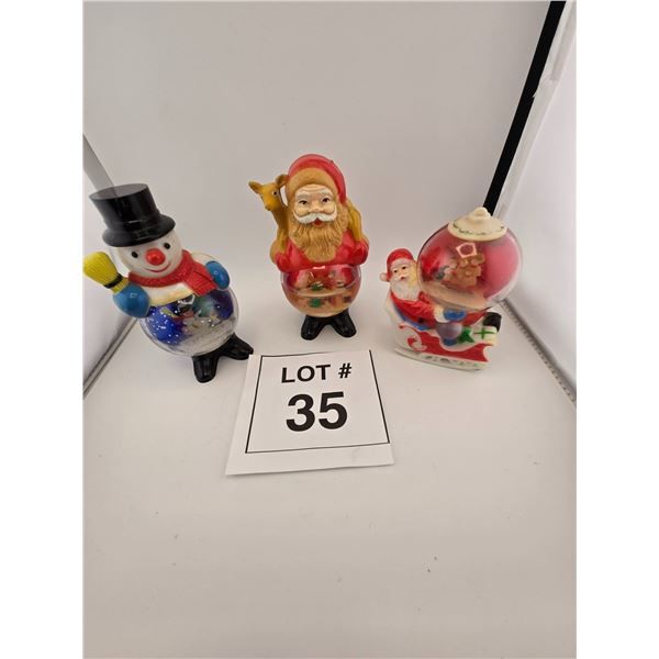 ASSORTED CHRISTMAS WATER GLOBE FIGURINES – SANTA AND SNOWMAN (3 PCS)