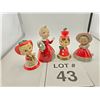 Image 1 : VINTAGE CERAMIC CHRISTMAS BELL GIRL FIGURINES (JAPAN, MID-CENTURY, 4 PCS)