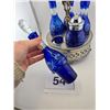 Image 2 : VINTAGE COBALT BLUE ETCHED GLASS CRUET 