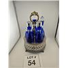 Image 3 : VINTAGE COBALT BLUE ETCHED GLASS CRUET 