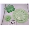 Image 1 : GROUP LOT OF GREEN DEPRESSION GLASS DISHES 