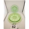 Image 1 : GREEN DEPRESSION GLASS PLATES – ETCHED PATTERN PAIR (2 PCS)