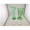 Image 1 : GREEN DEPRESSION GLASS VASES (2 PCS)