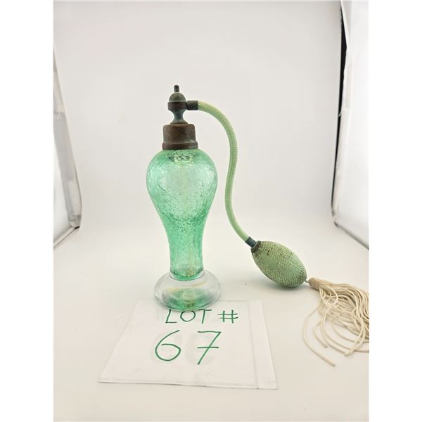VINTAGE GREEN GLASS PERFUME ATOMIZER